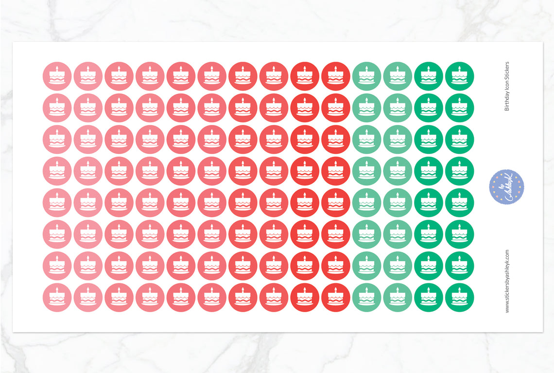 Birthday Icon Round Stickers - Watermelon
