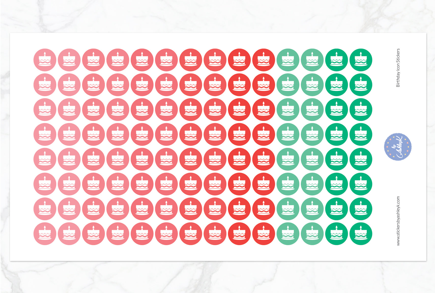 Birthday Icon Round Stickers - Watermelon