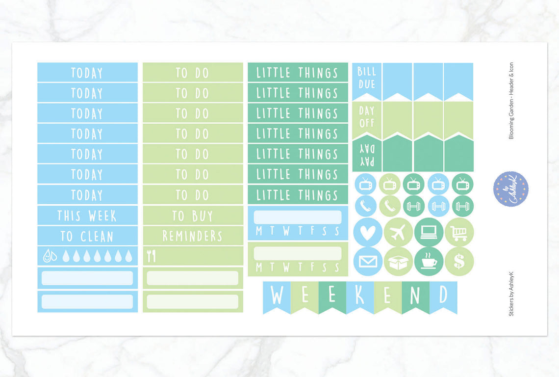 Blooming Garden Weekly Kit - Erin Condren Planner Stickers
