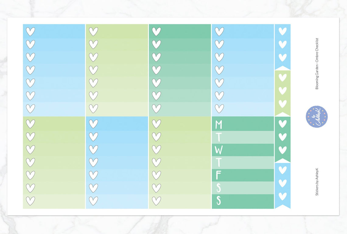 Blooming Garden Weekly Kit  - Ombre Checklist Sheet