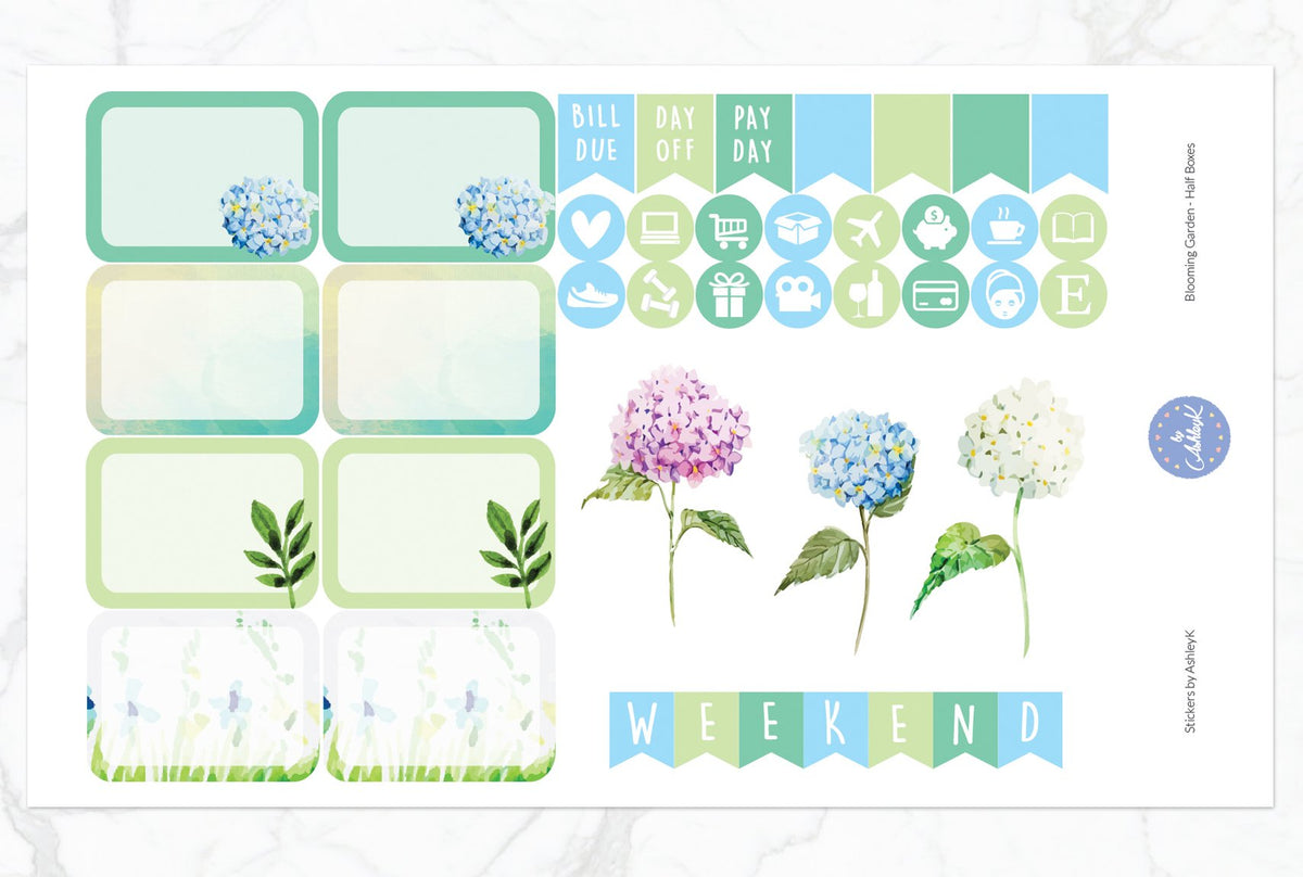Blooming Garden Weekly Kit - Happy Planner Stickers – Stickers by AshleyK