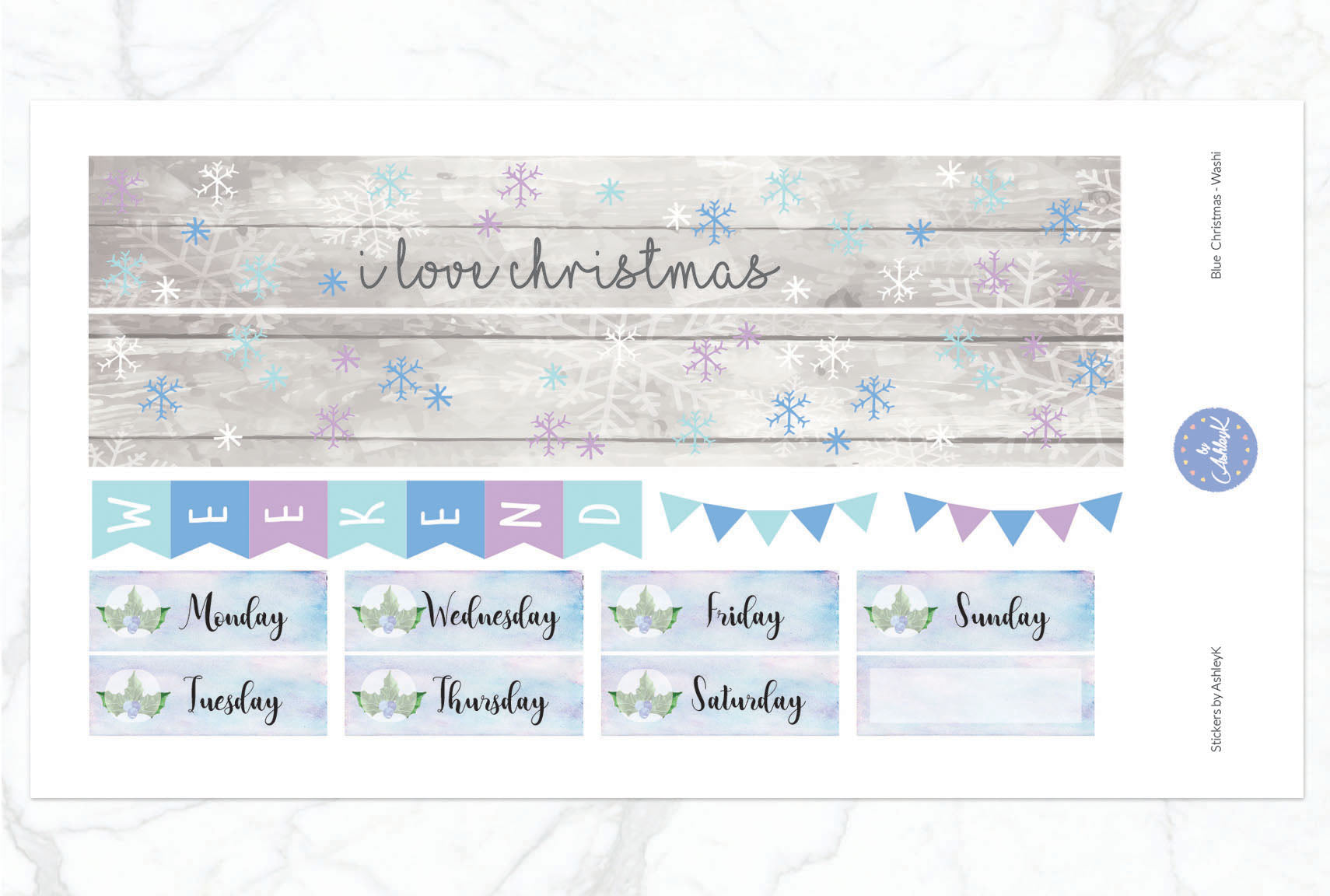 Blue Christmas - Washi Sheet