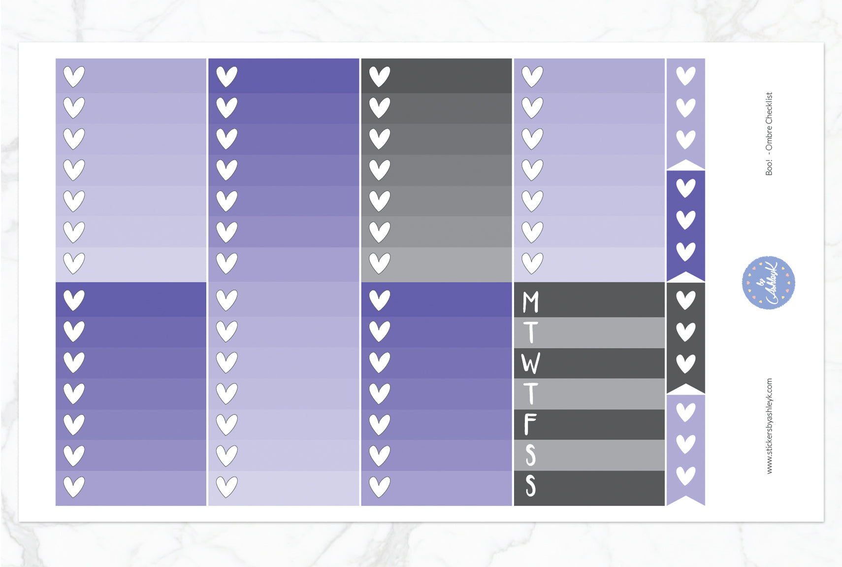 Boo Weekly Kit  - Ombre Checklist Sheet