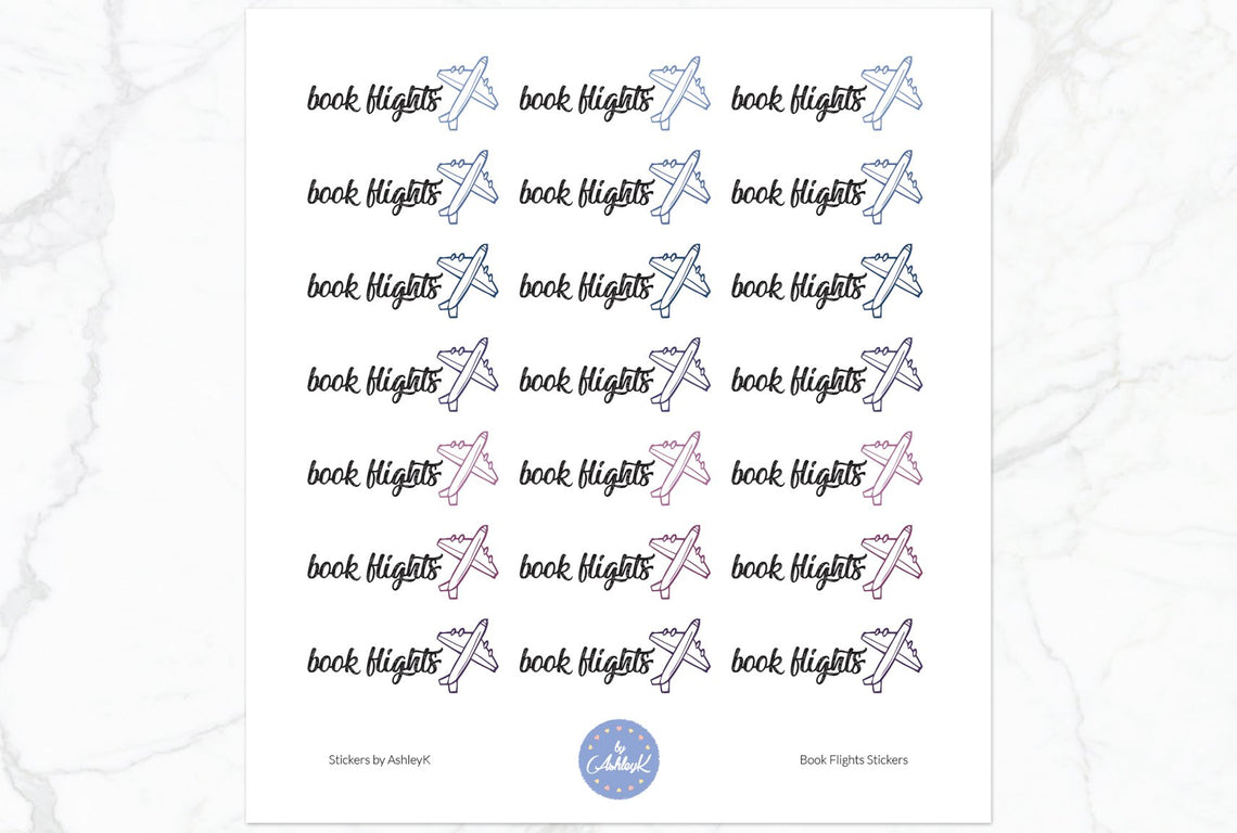 Book Flights Stickers - Blueberry