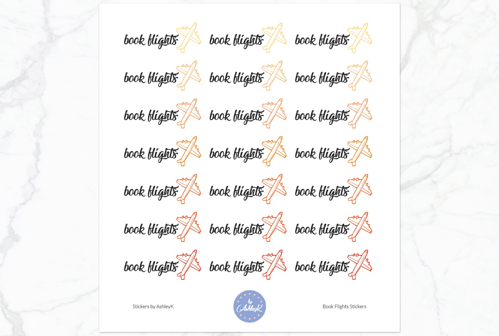 Book Flights Stickers - Orange