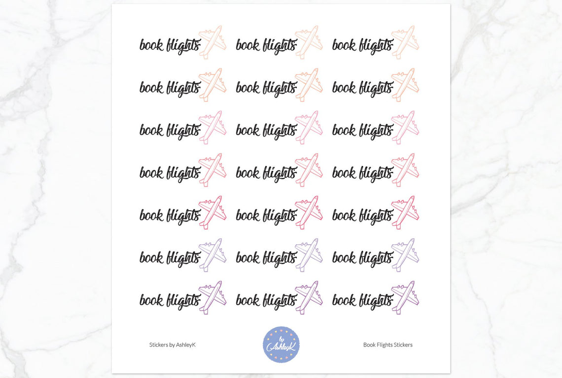 Book Flights Stickers - Raspberry