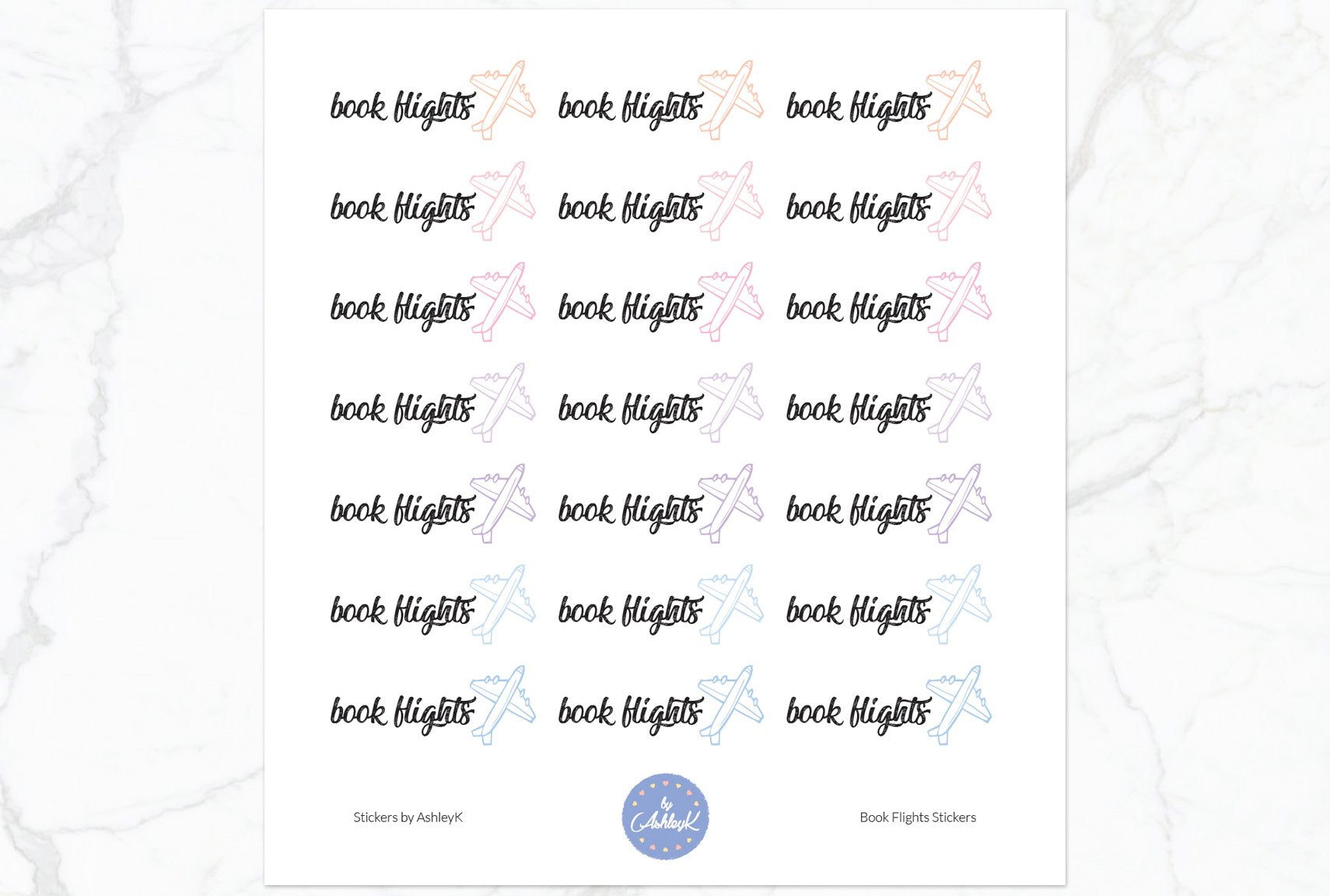 Book Flights Stickers - Pastel Sunset
