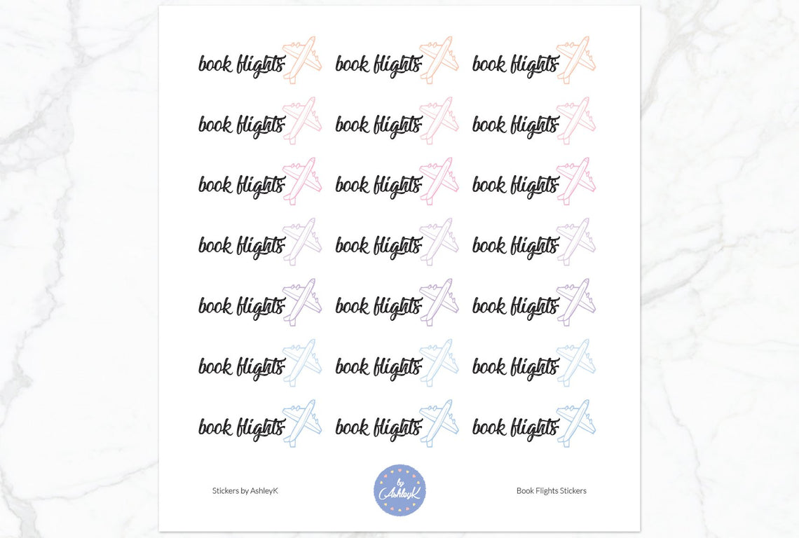 Book Flights Stickers - Pastel Sunset