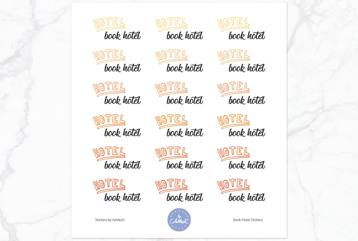 Book Hotel Stickers - Orange