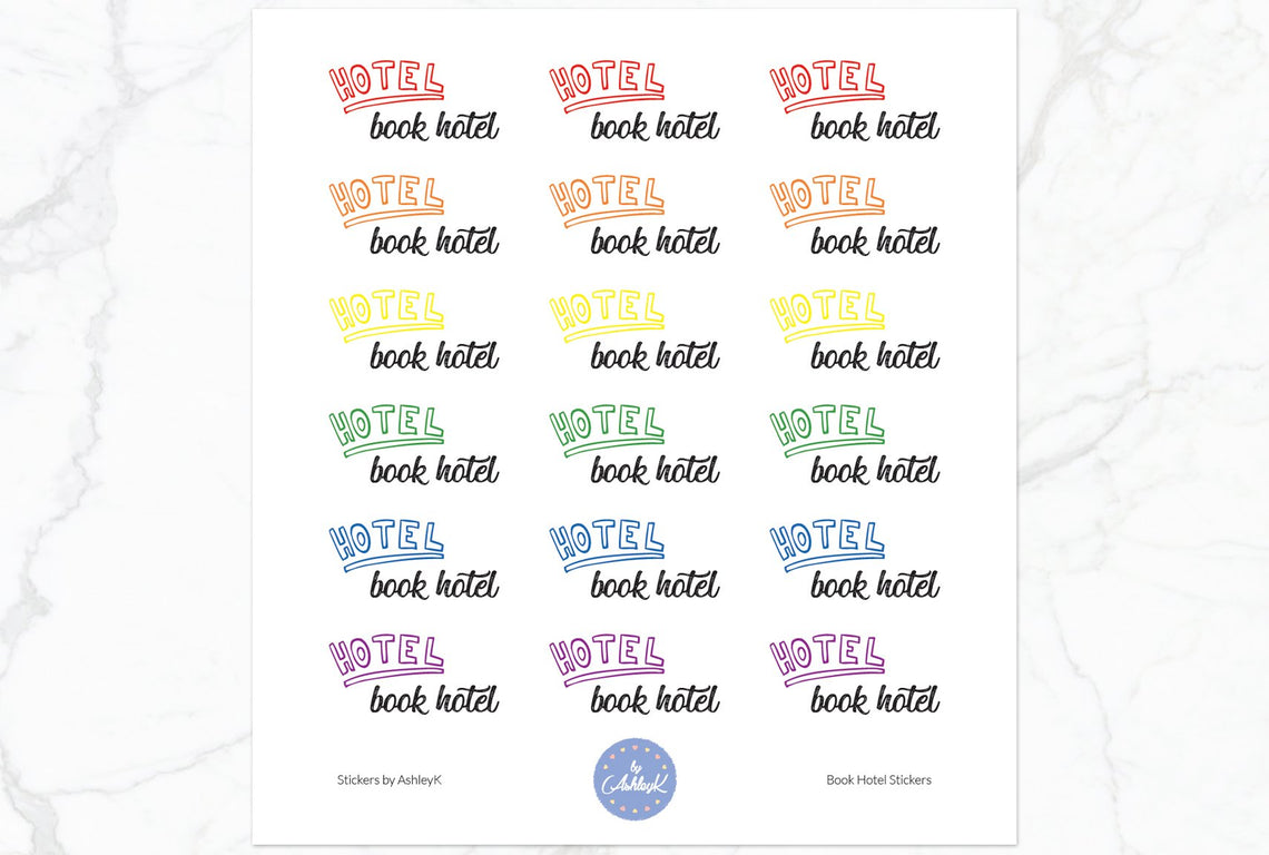 Book Hotel Stickers - Rainbow