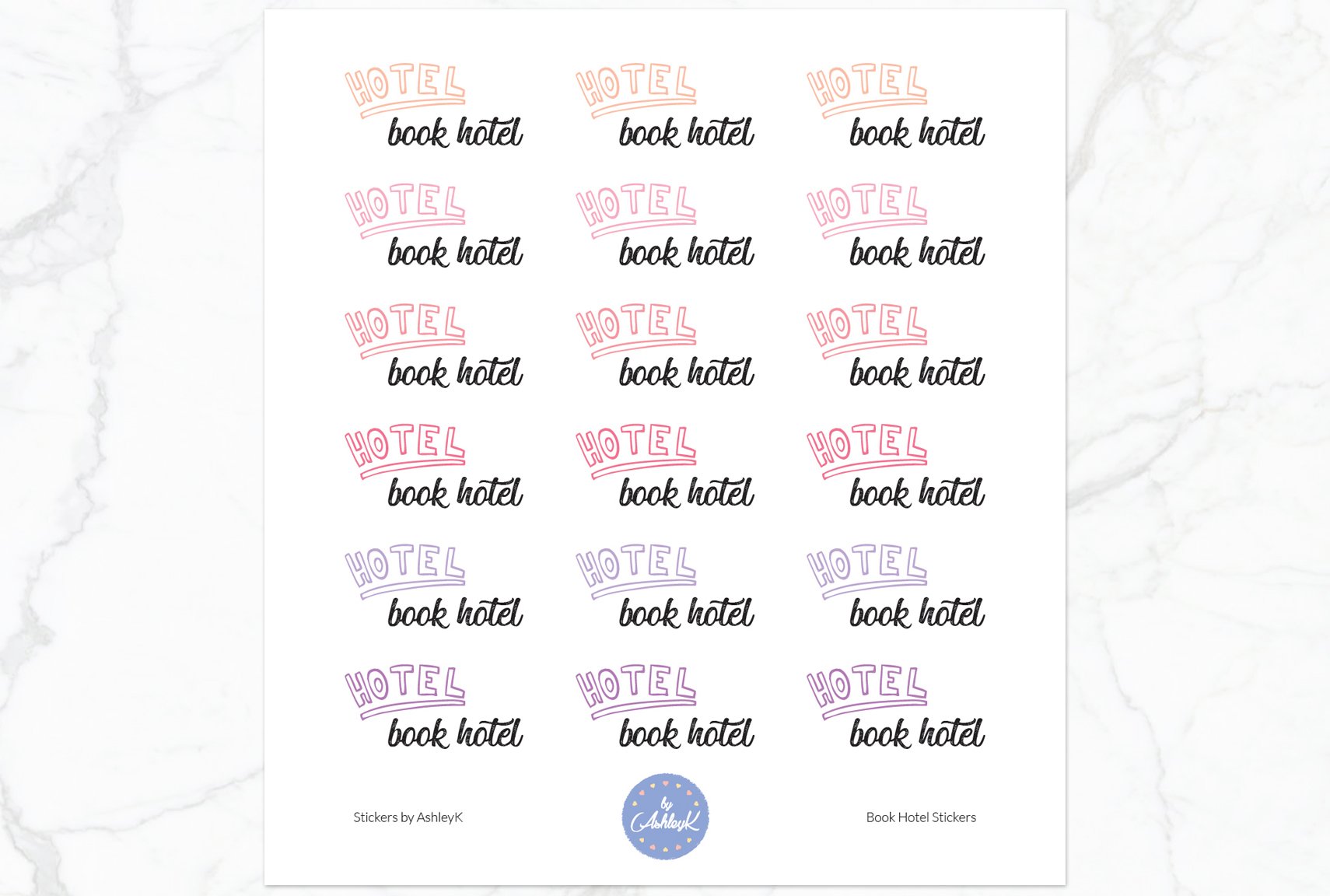 Book Hotel Stickers - Raspberry