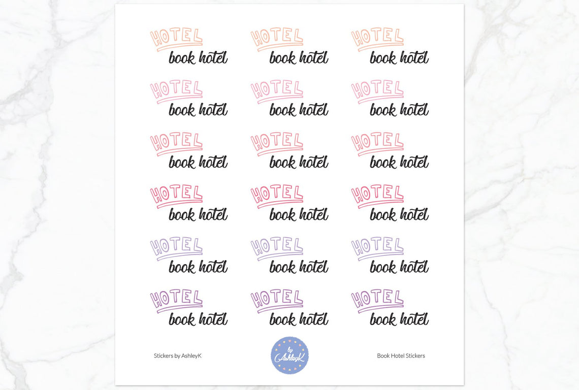 Book Hotel Stickers - Raspberry