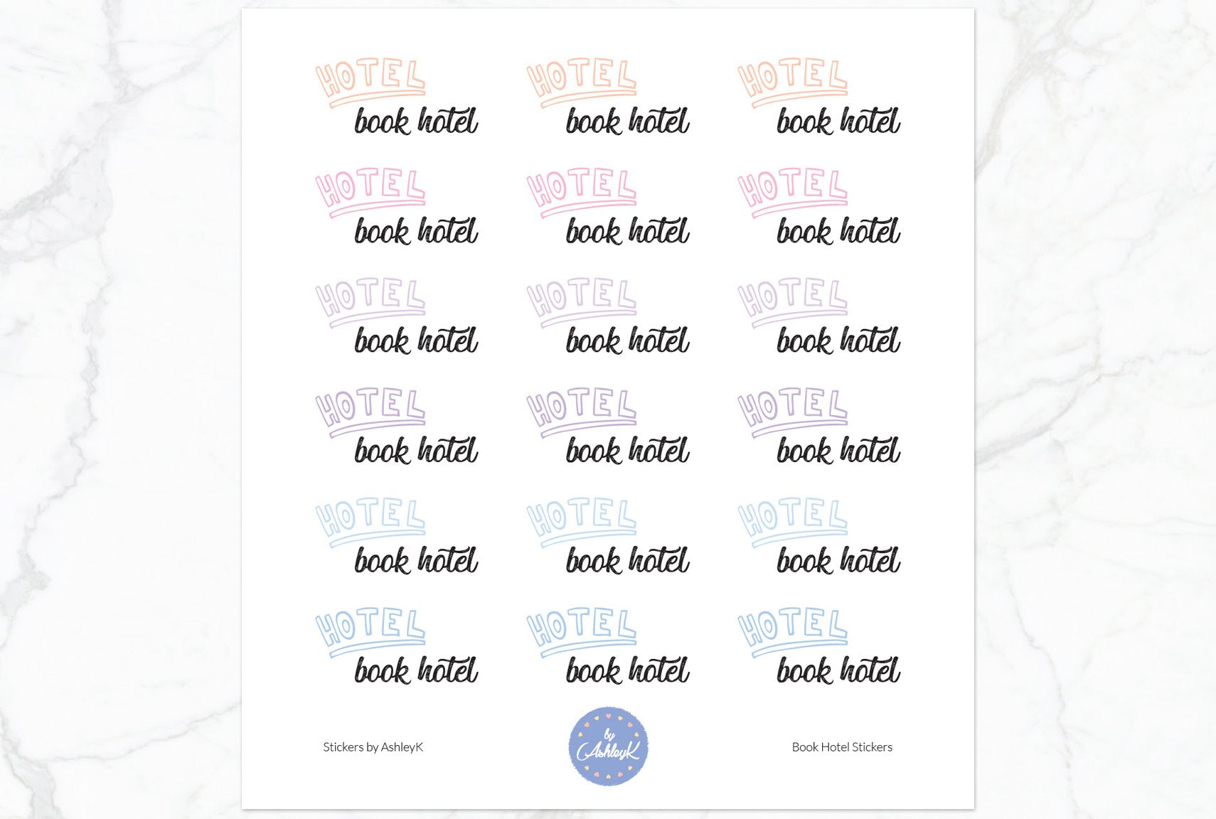 Book Hotel Stickers - Pastel Sunset