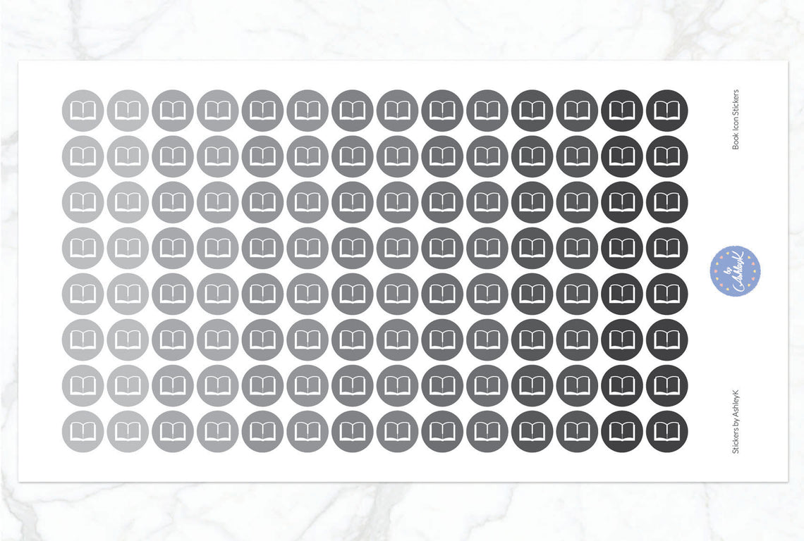Book Icon Stickers - Monochrome
