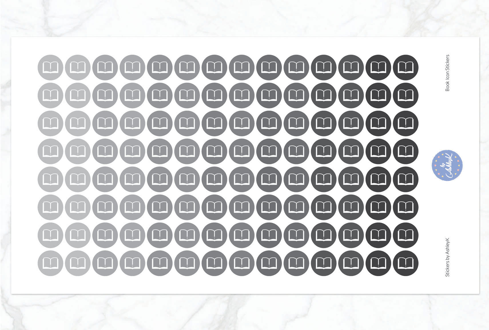 Book Icon Stickers - Monochrome