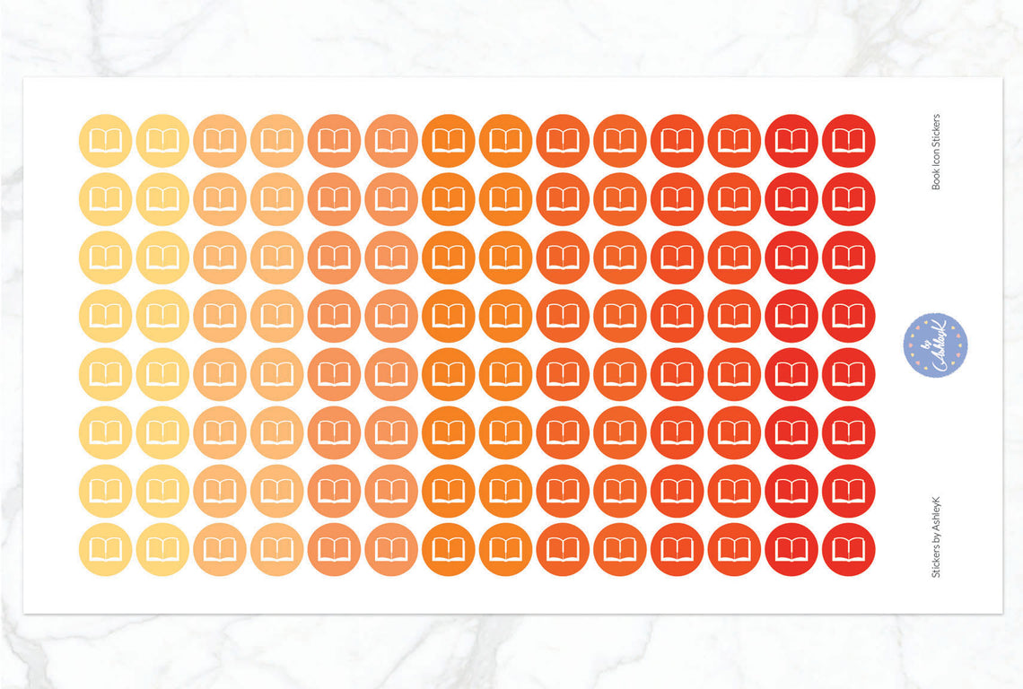 Book Icon Stickers - Orange