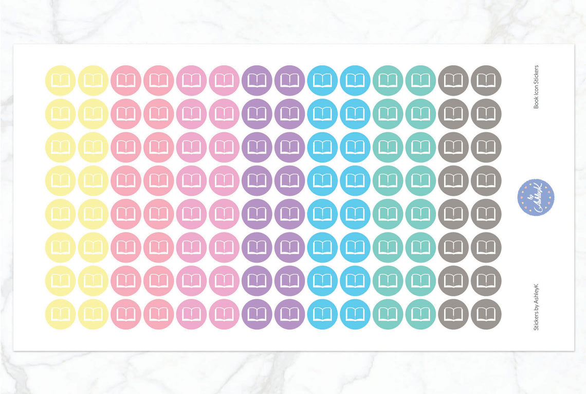 Book Icon Stickers - Pastel