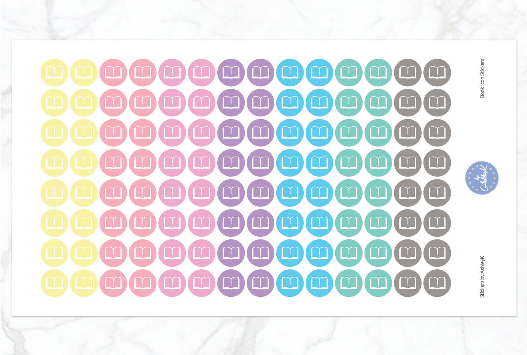 Book Icon Stickers - Pastel