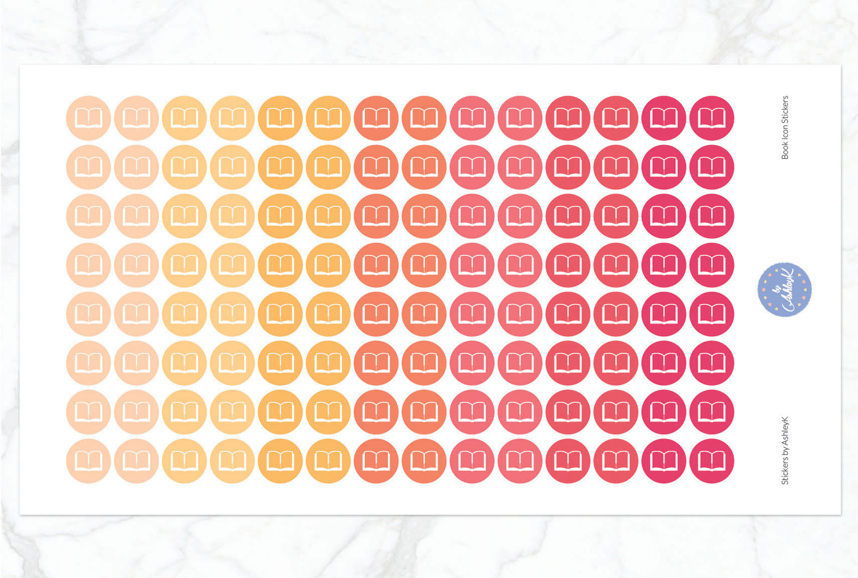 Book Icon Stickers - Peach