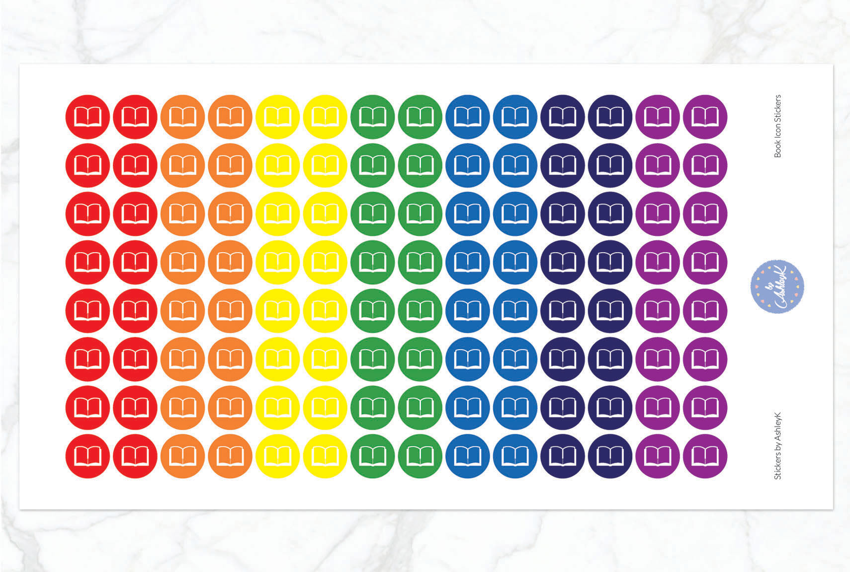 Book Icon Stickers - Rainbow