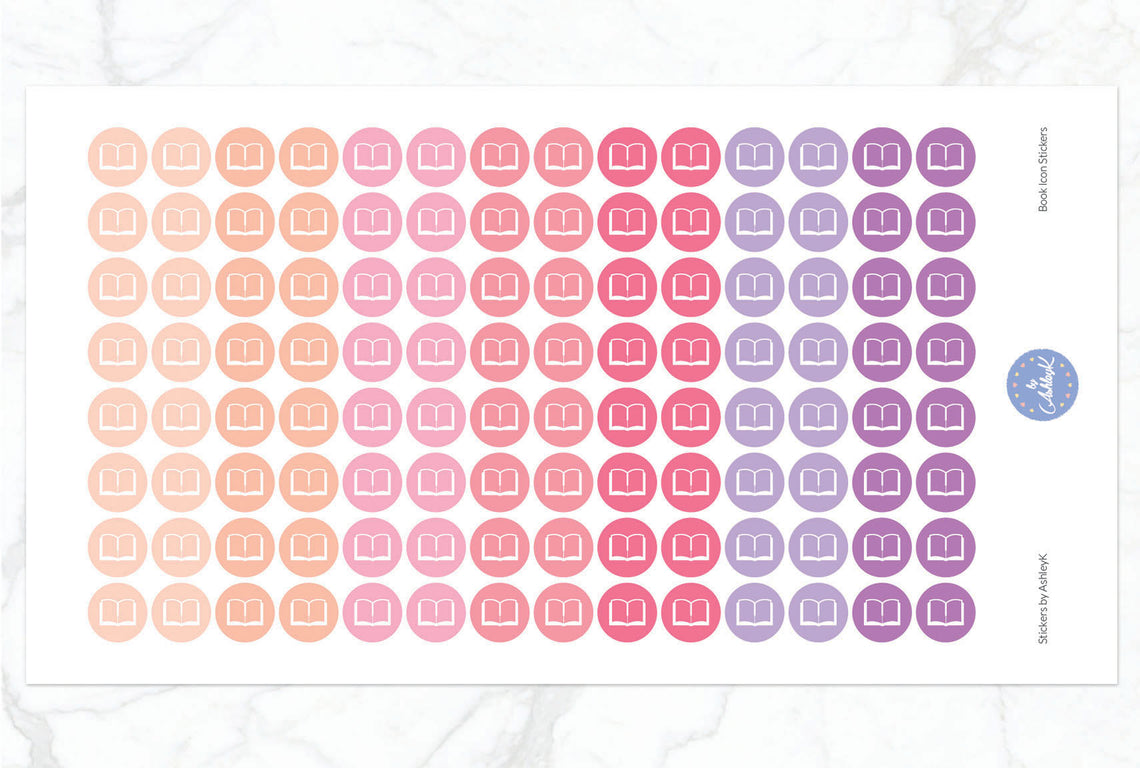 Book Icon Stickers - Raspberry