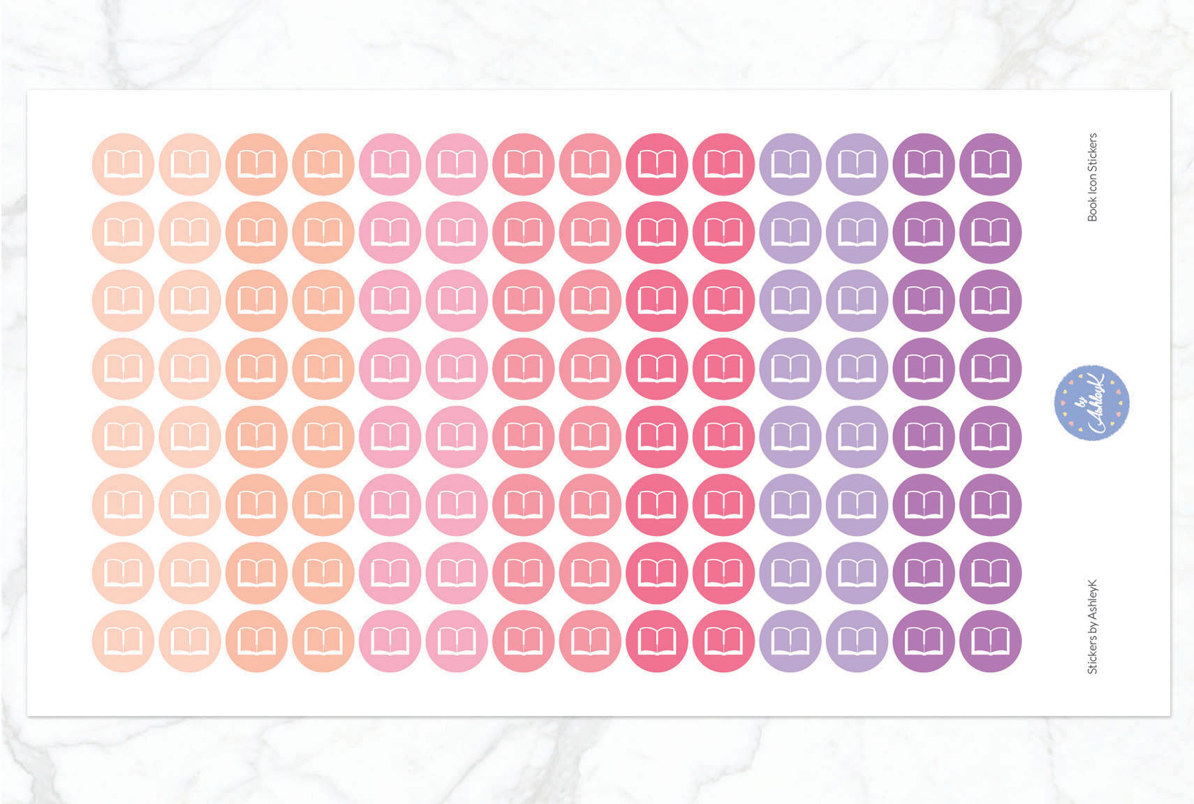 Book Icon Stickers - Raspberry