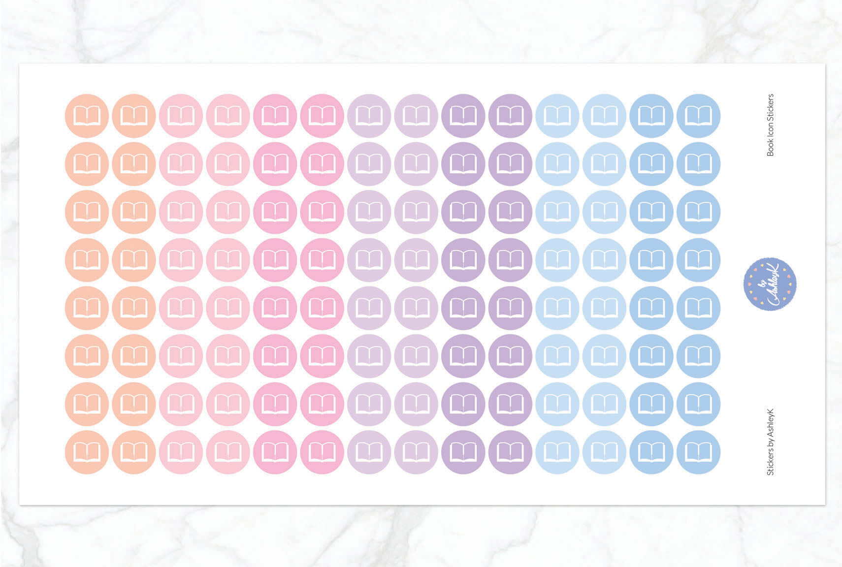 Book Icon Stickers - Pastel Sunset