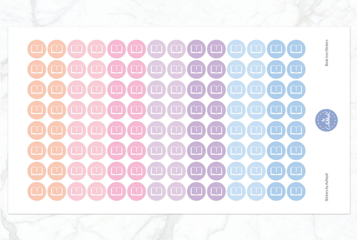 Book Icon Stickers - Pastel Sunset