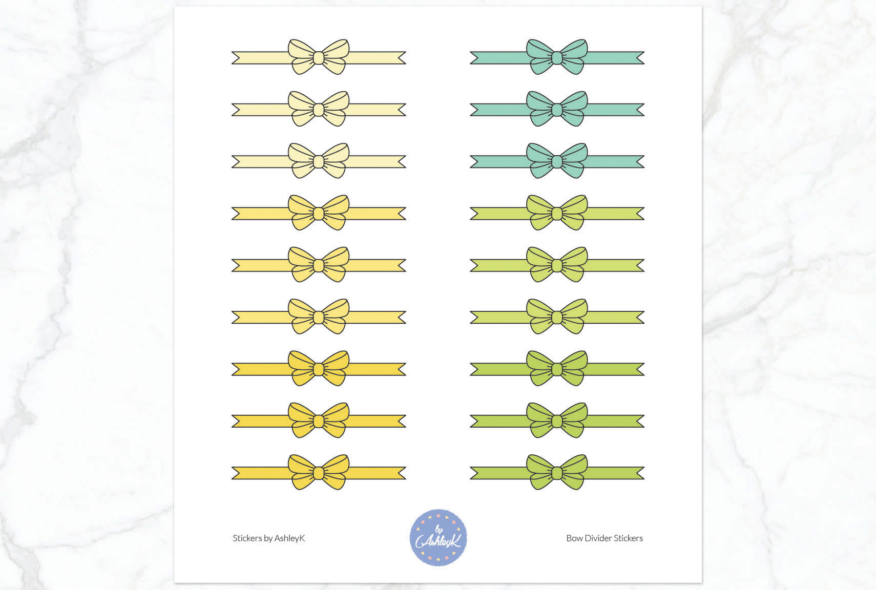 Bow Divider2 Stickers - Lemon&Lime