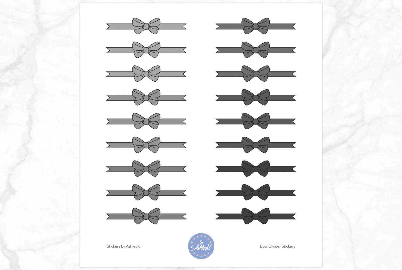 Bow Divider2 Stickers - Monochrome