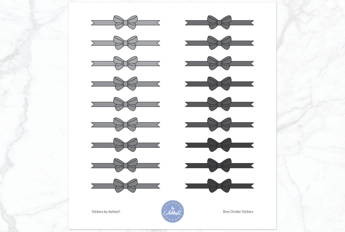 Bow Divider2 Stickers - Monochrome