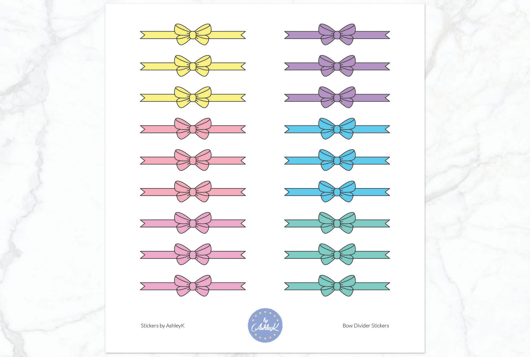 Bow Divider2 Stickers - Pastel