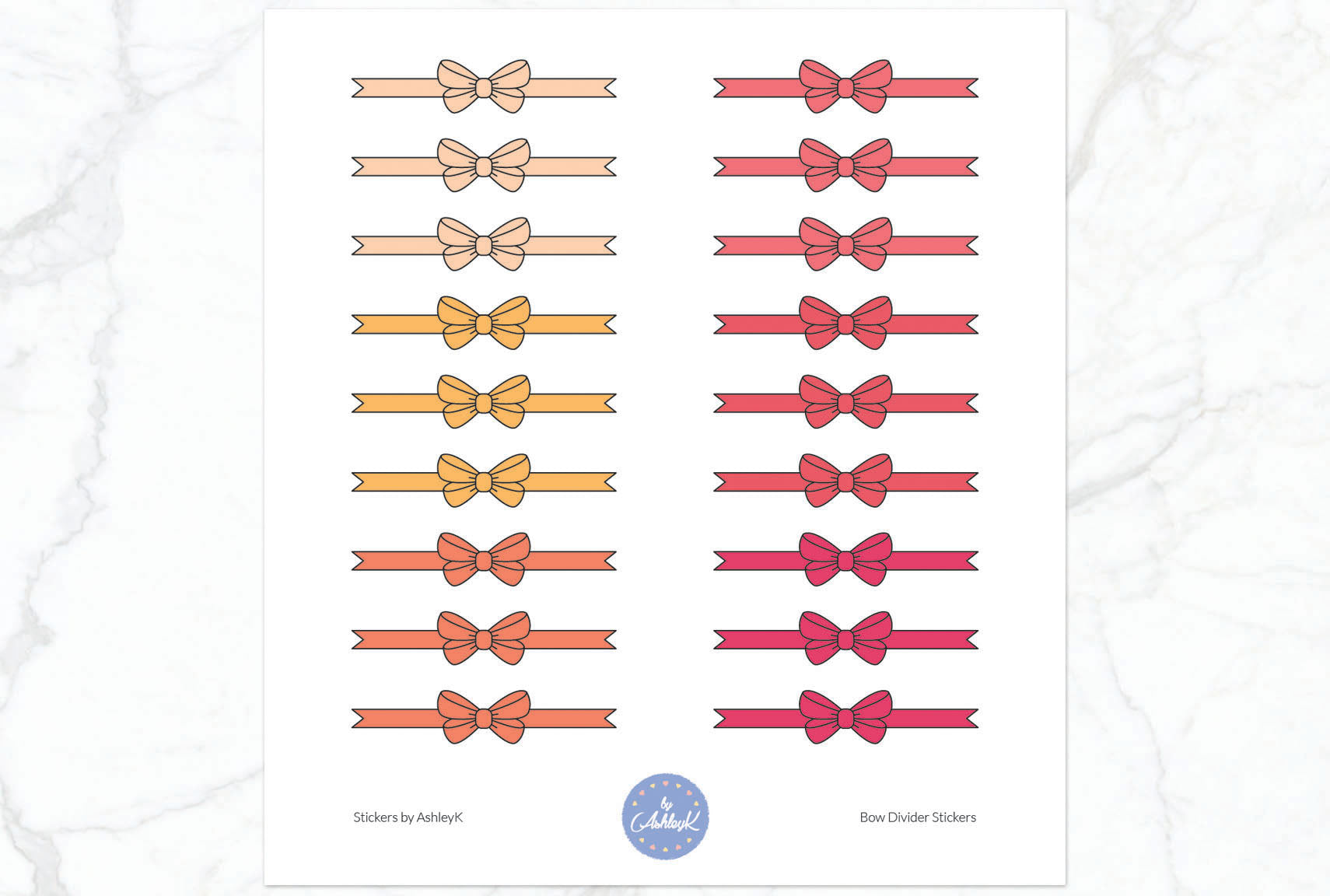 Bow Divider2 Stickers - Peach