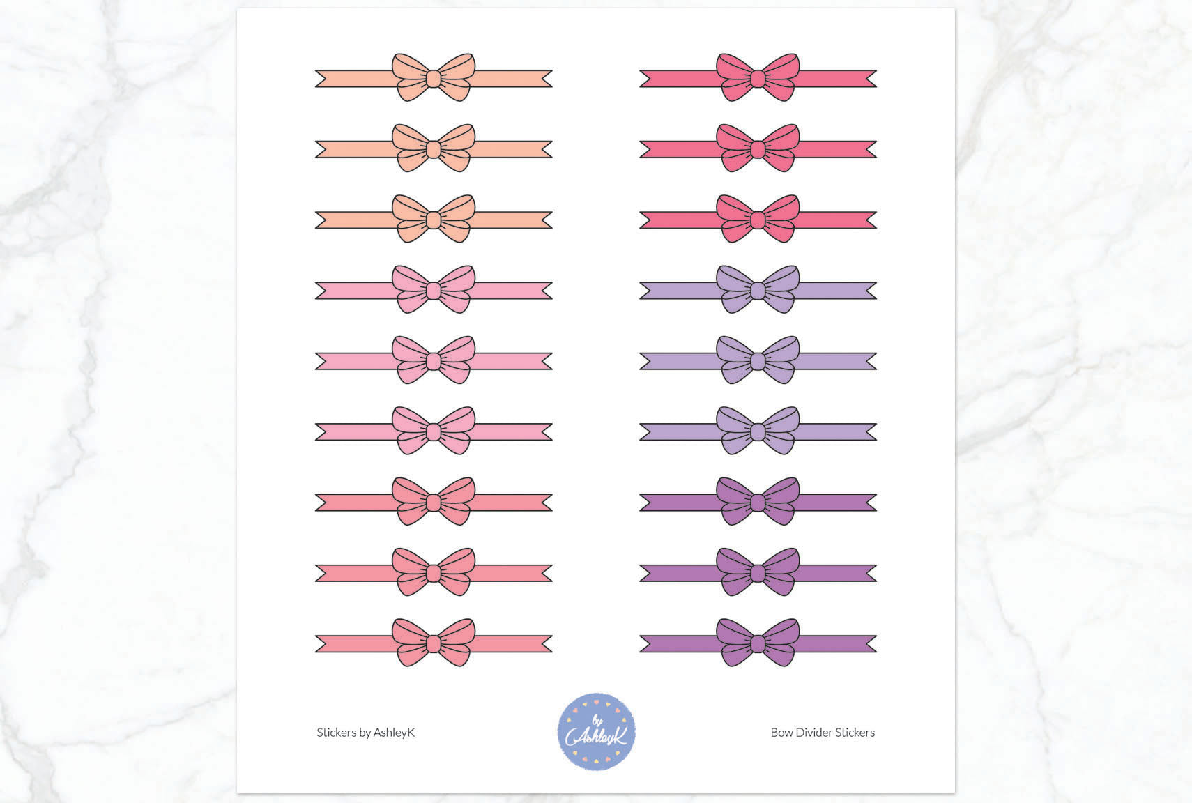 Bow Divider2 Stickers - Raspberry