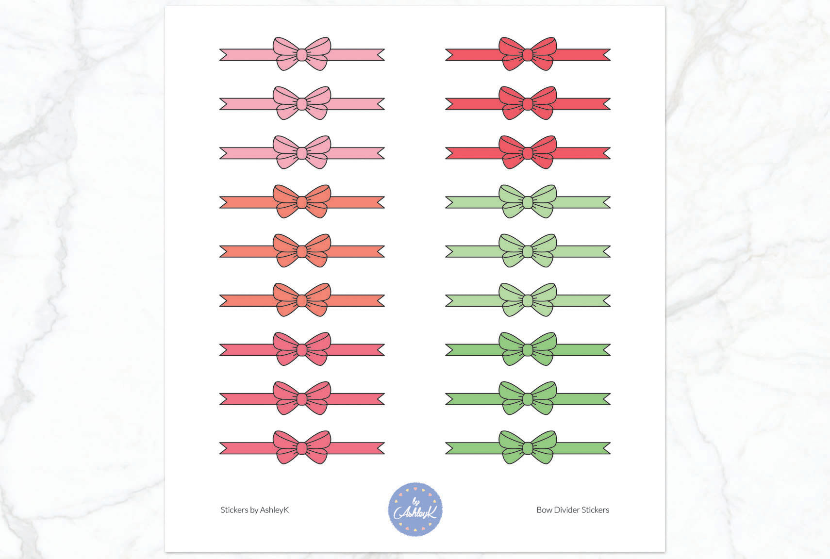 Bow Divider2 Stickers - Strawberry