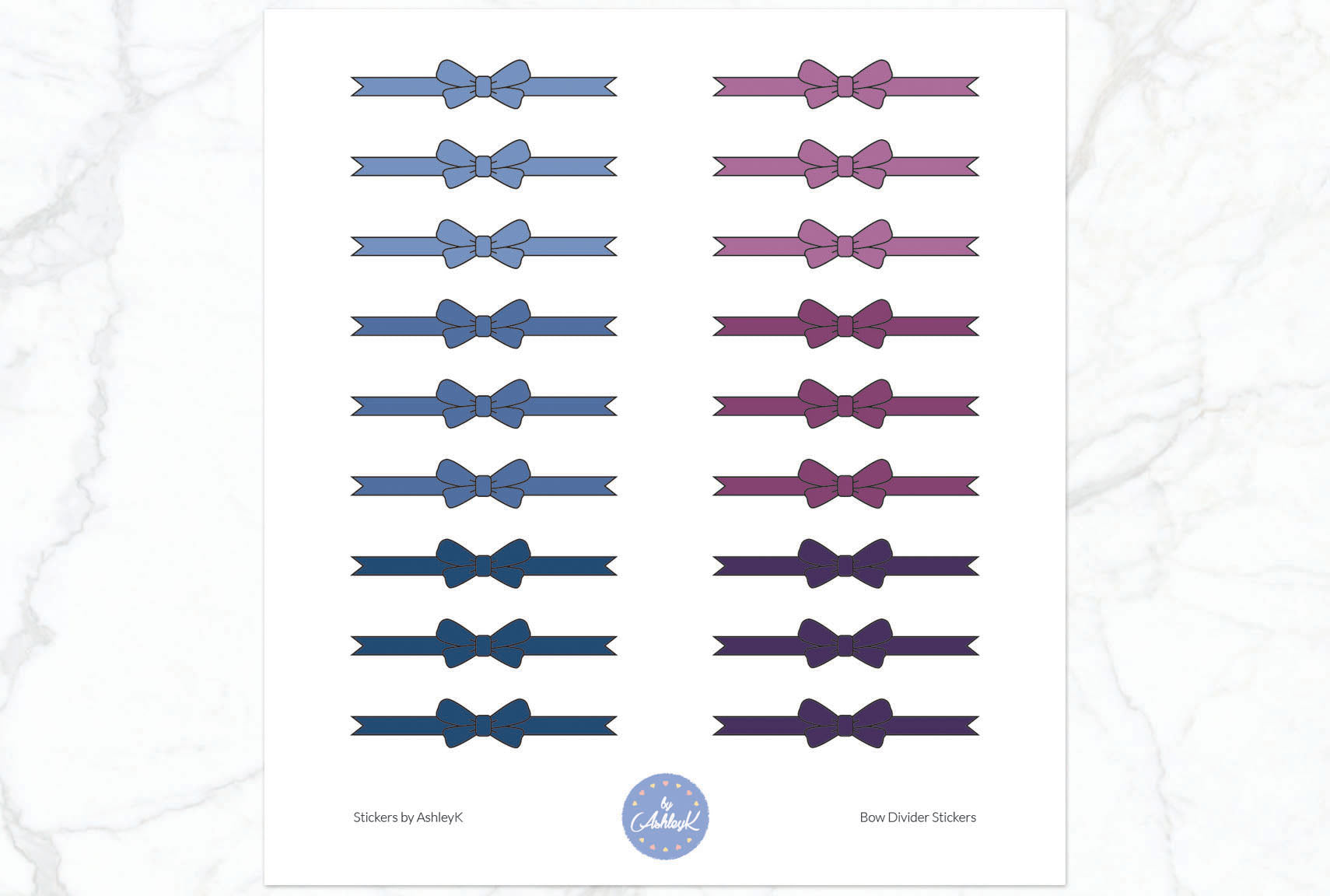 Bow Divider3 Stickers - Blueberry