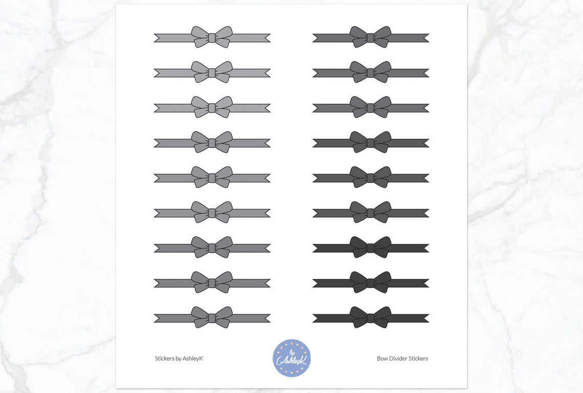 Bow Divider3 Stickers - Monochrome