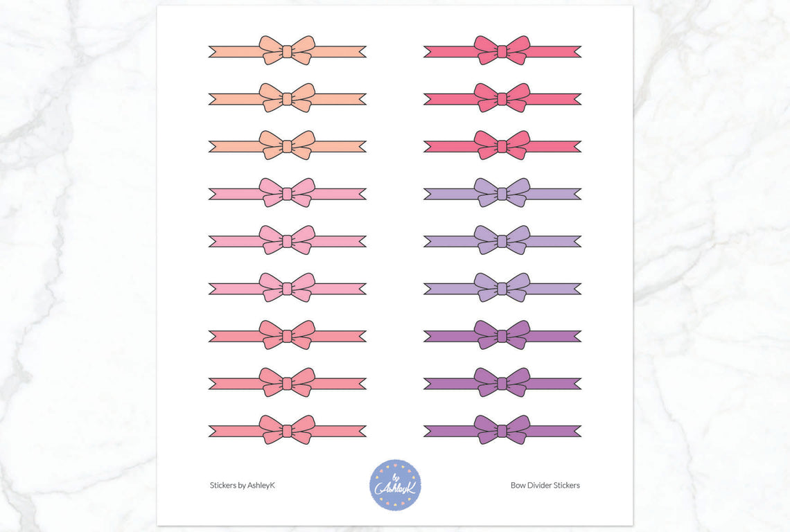 Bow Divider3 Stickers - Raspberry