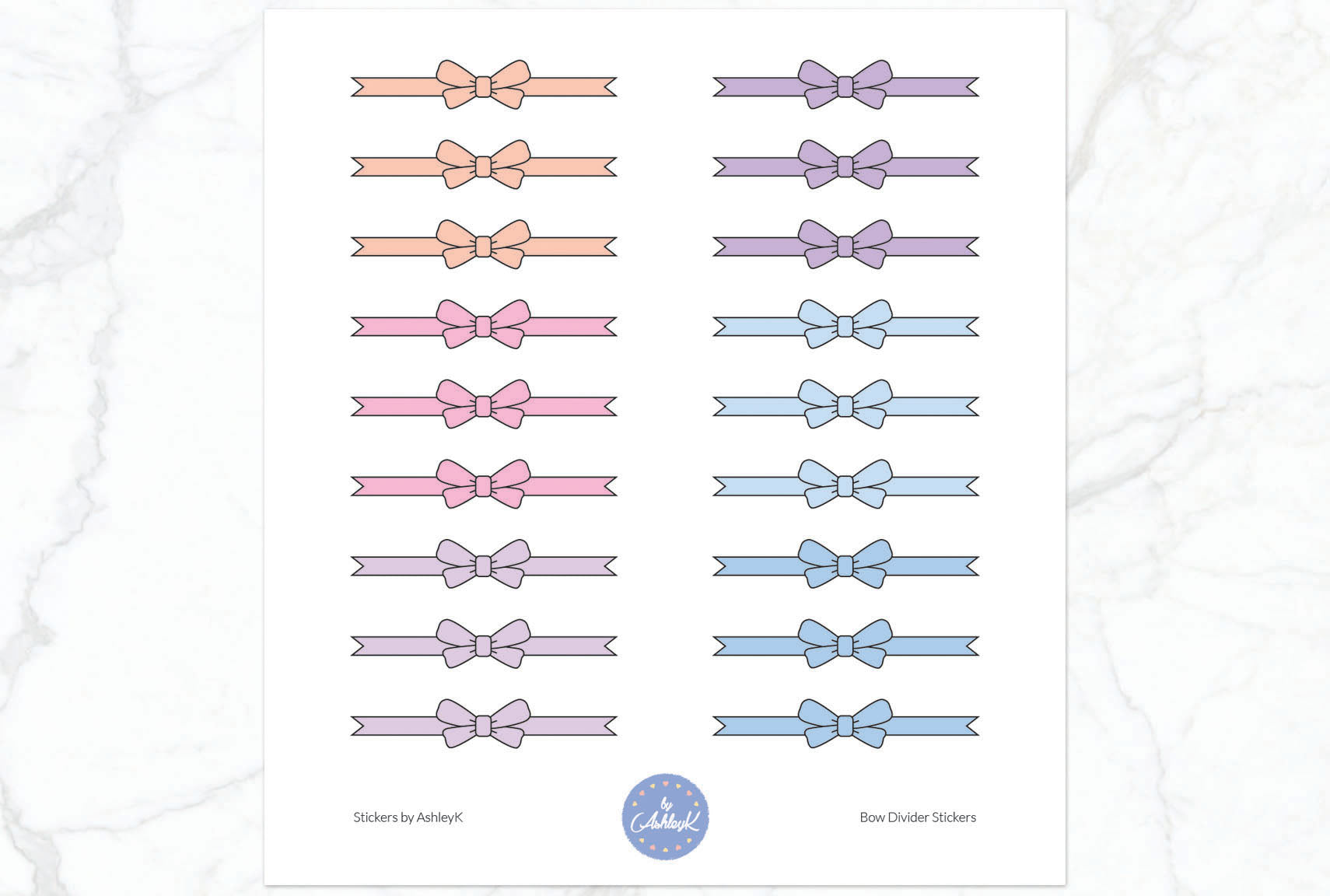 Bow Divider3 Stickers - Pastel Sunset