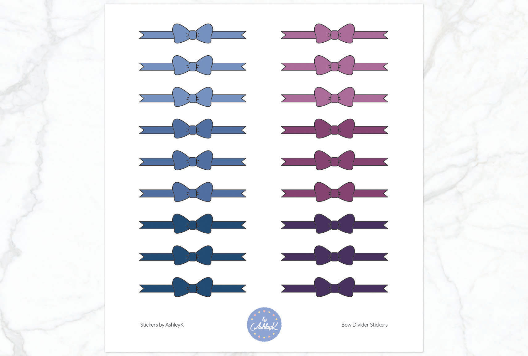 Bow Divider Stickers - Blueberry