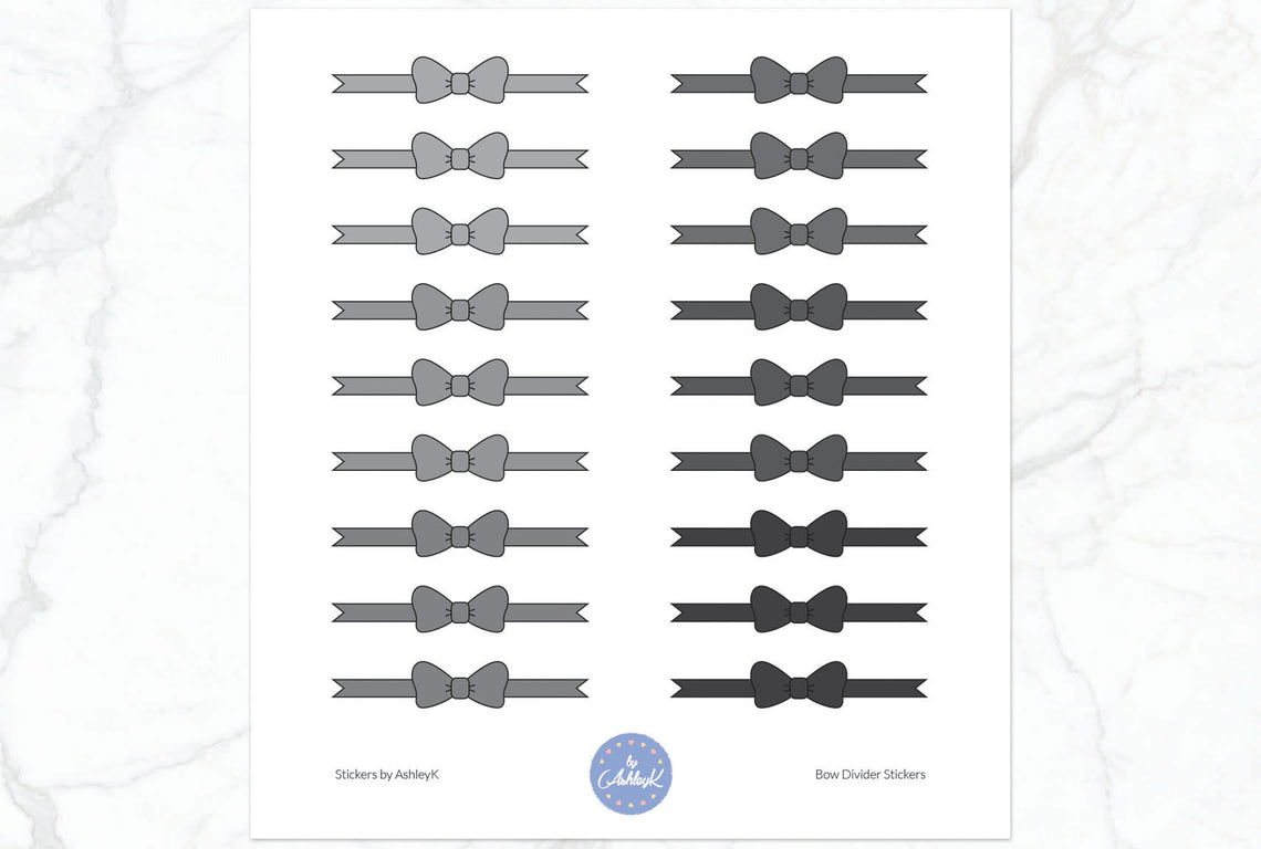Bow Divider Stickers - Monochrome