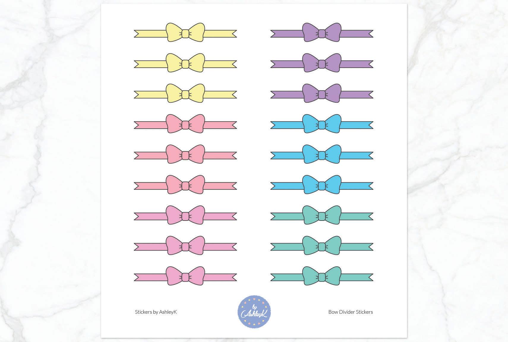 Bow Divider Stickers - Pastel