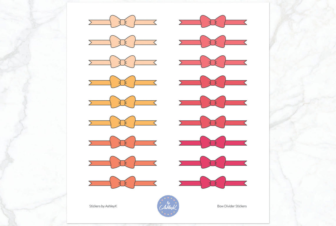 Bow Divider Stickers - Peach