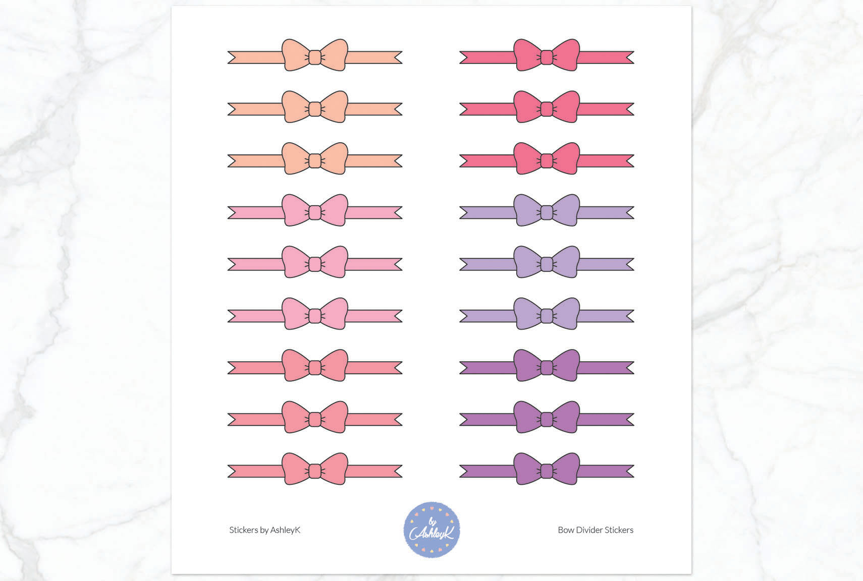 Bow Divider Stickers - Raspberry