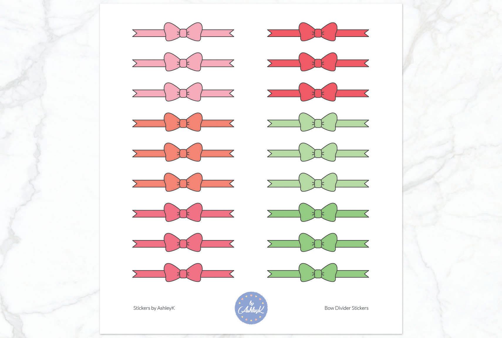 Bow Divider Stickers - Strawberry