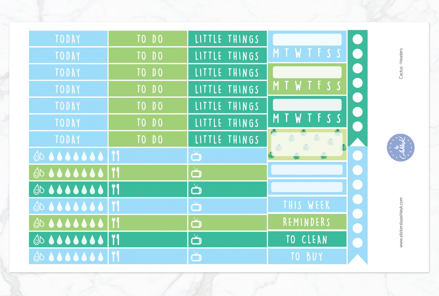 Cactus Weekly Kit  - Functional Sheet