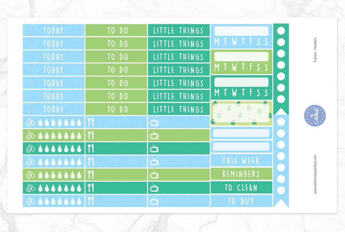 Cactus Weekly Kit  - Functional Sheet