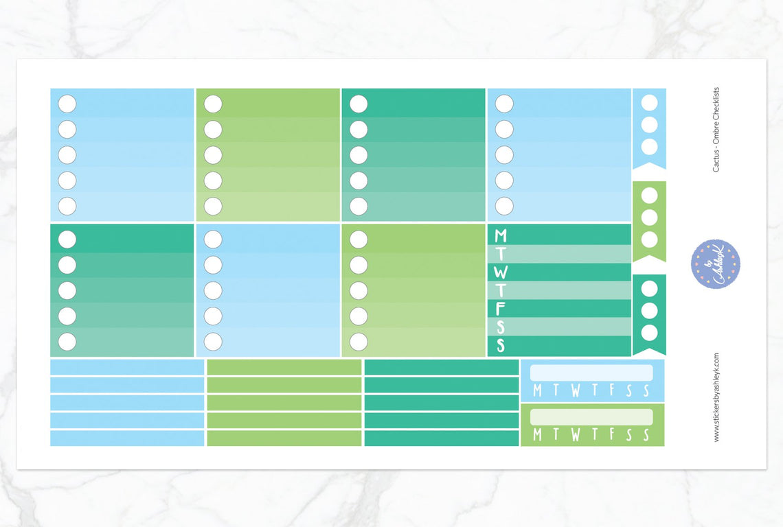 Cactus Weekly Kit  - Ombre Checklist Sheet