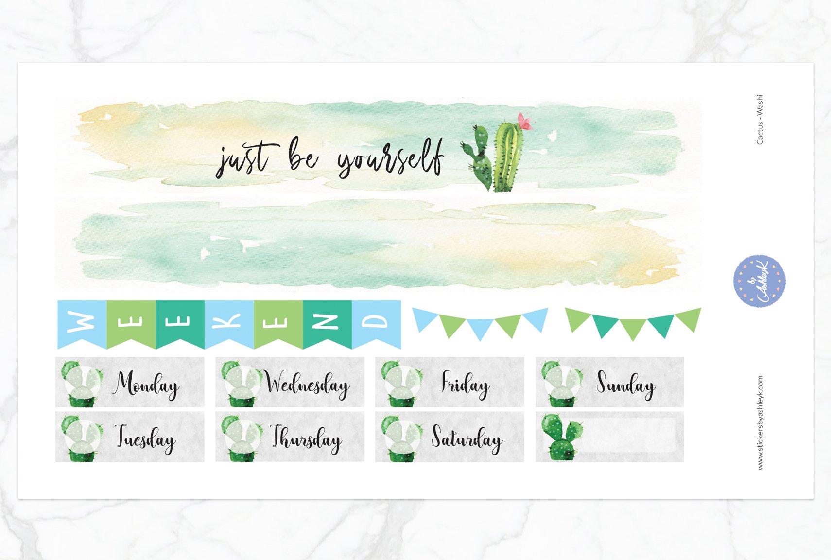 Cactus Weekly Kit  - Washi Sheet
