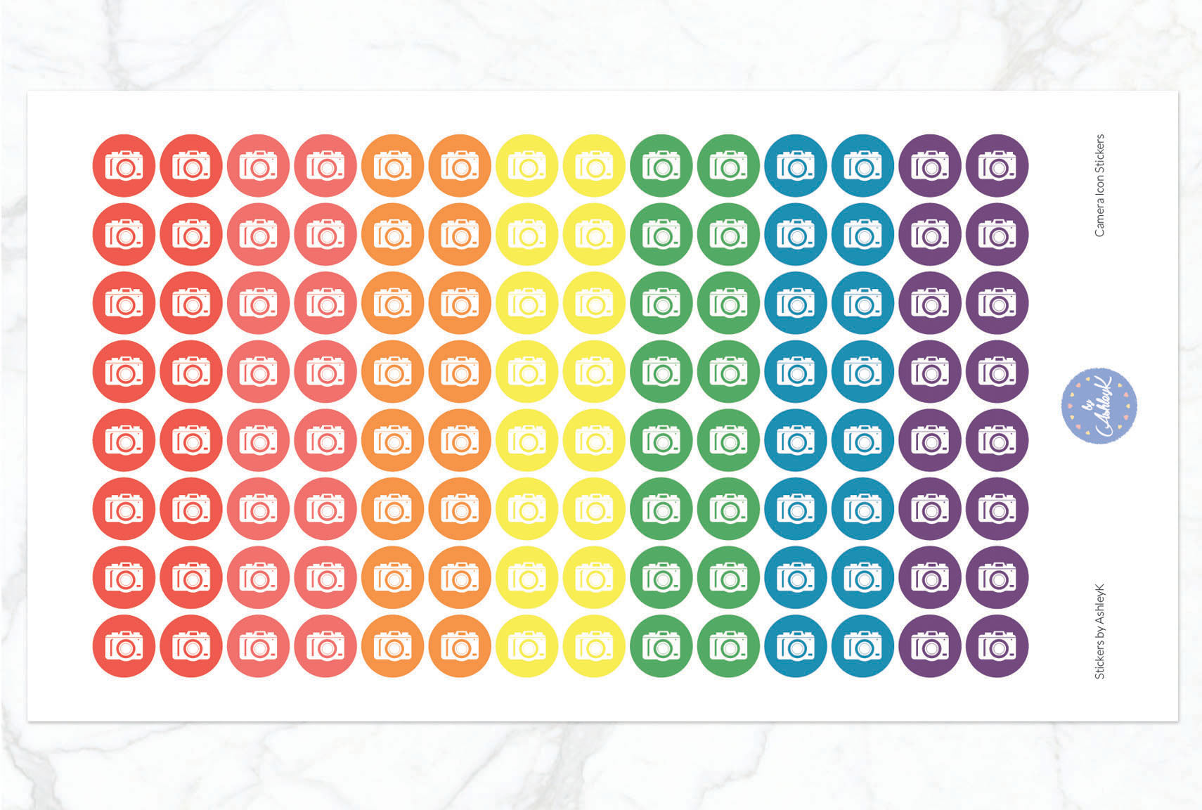 Camera Icon Stickers - Pastel Rainbow